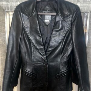 Michael Hoban Black Leather Blazer